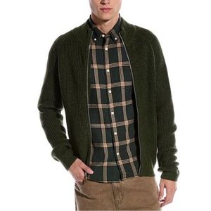 Slate & Stone Green Ribbed Zip Front Wool Blend Sweater Size Large